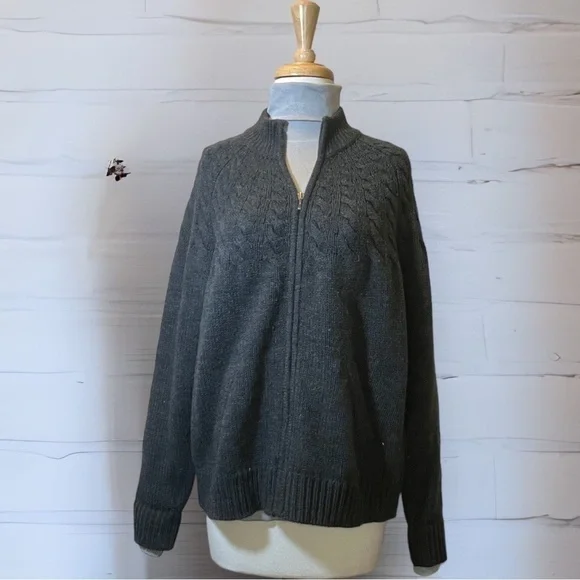 Gray Knitted Sweater Zipper Up by Karen Scott - Picture 1 of 12